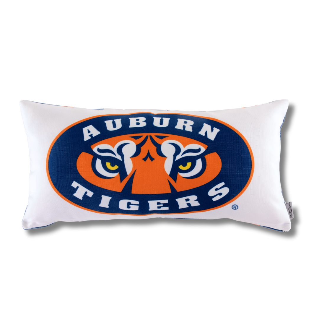 Rectangular Pillow with Auburn Tigers Eyes logo on a white background