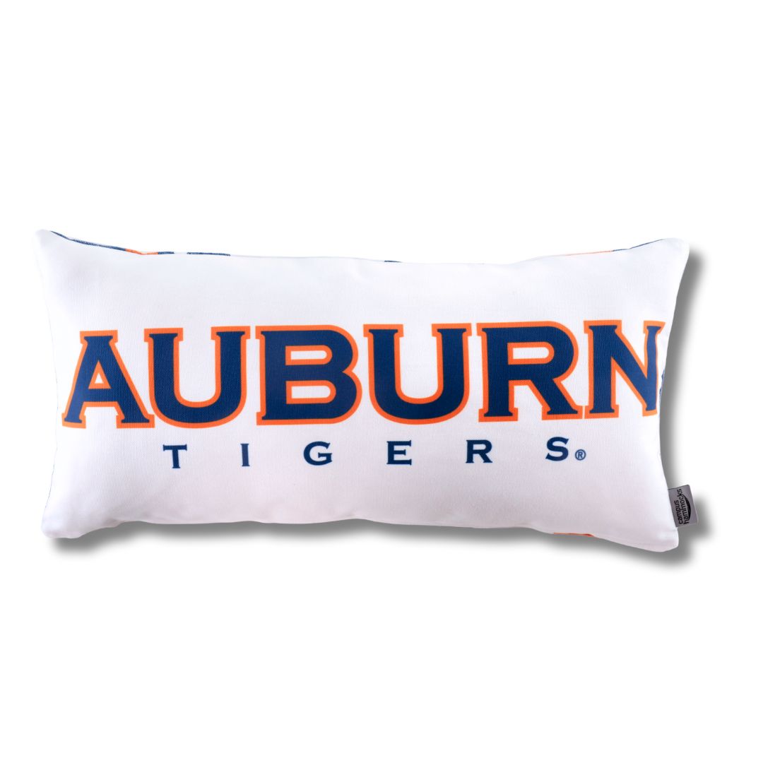 Pillow with 'Auburn Tigers' text on a white background