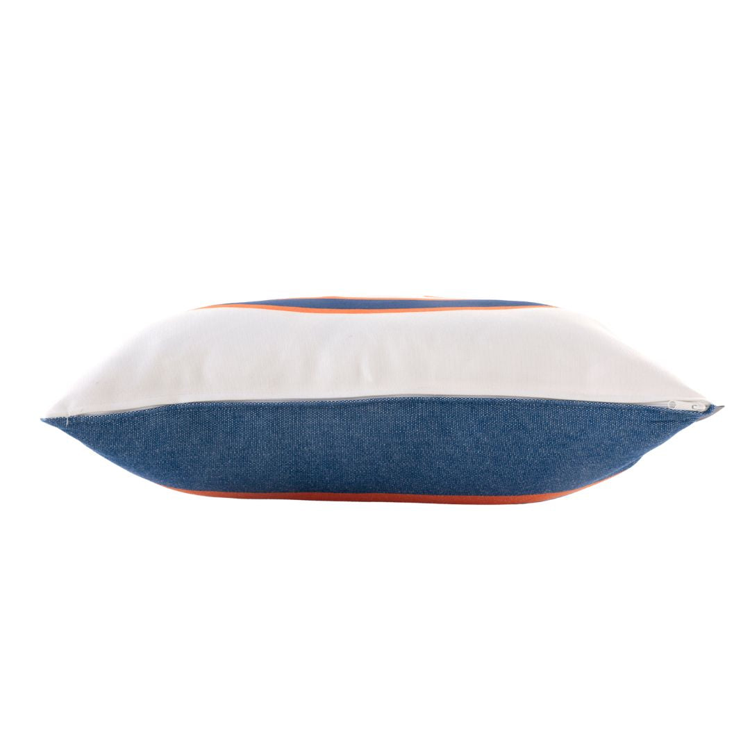 Side view of a decorative Auburn pillow with a zipper