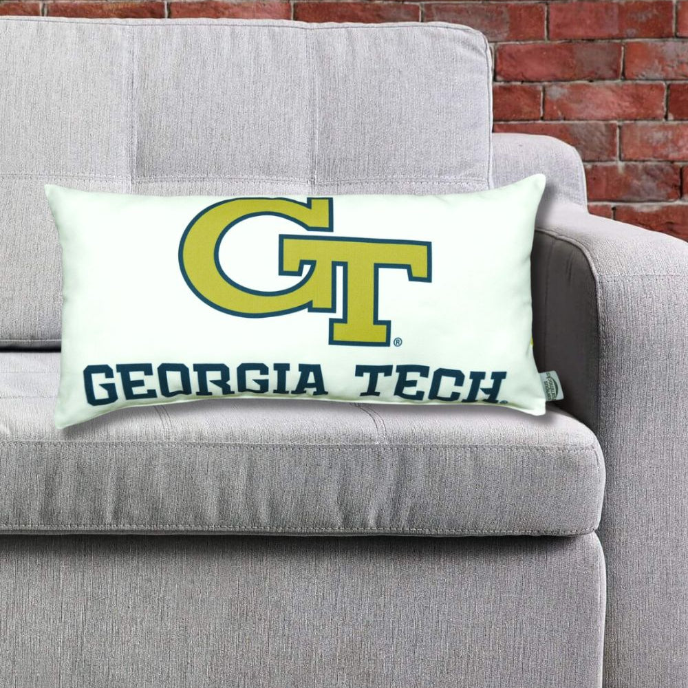 georgia tech lumbar pillow on a sofa