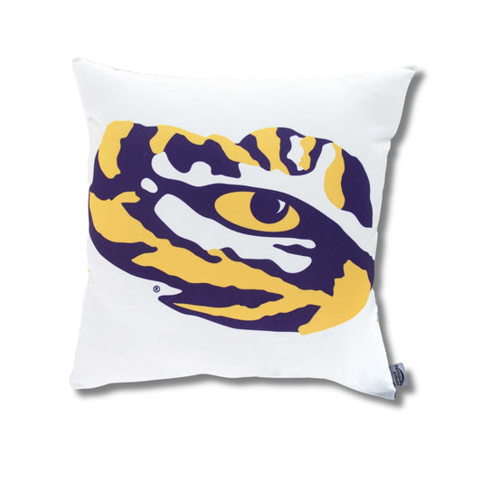 LSU Tiger Eye throw pillow cover on a white background