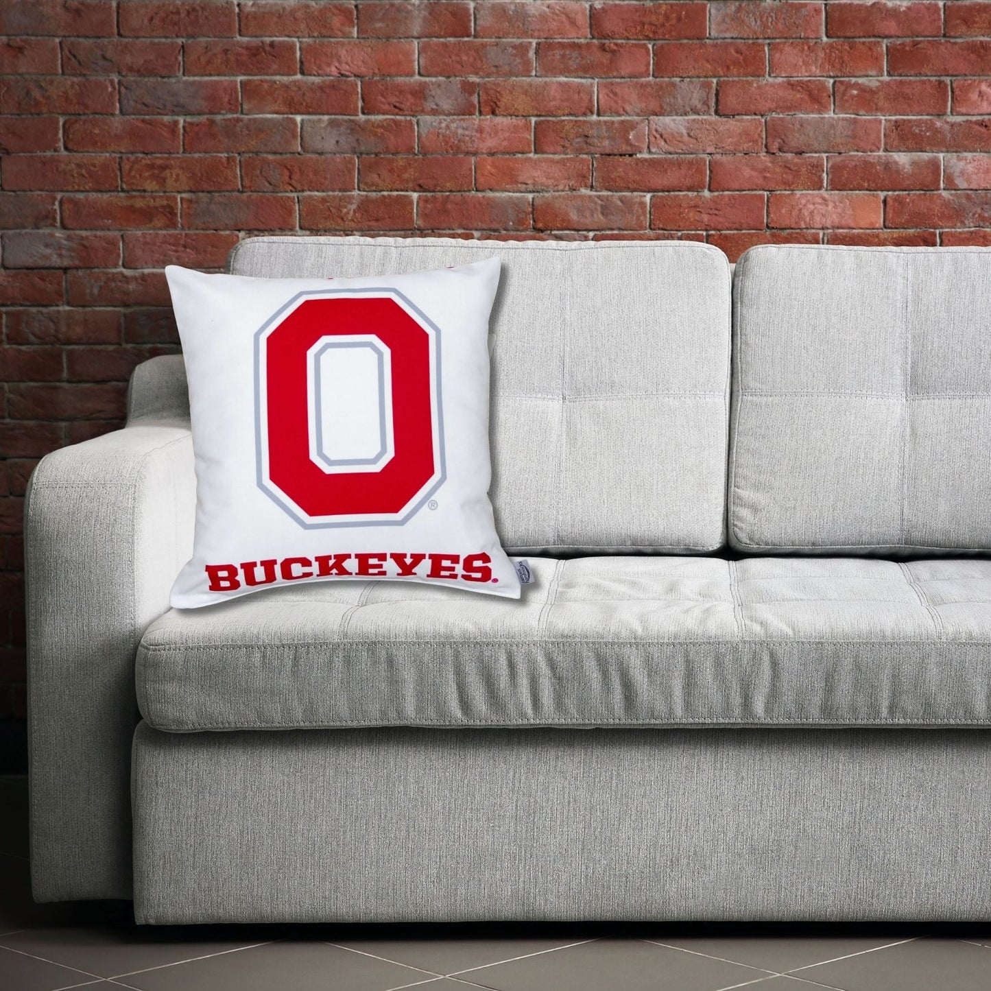ohio state buckeyes pillow on sofa