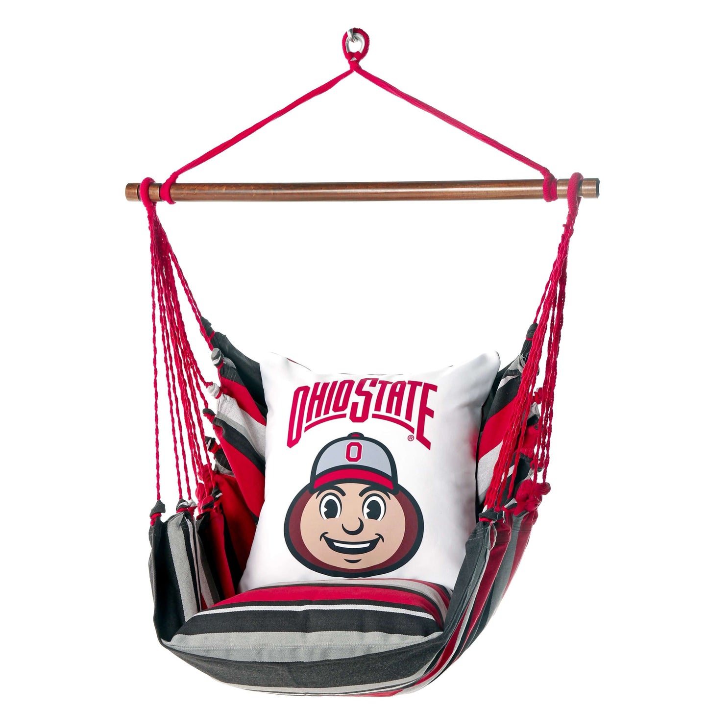 Ohio State Buckeyes chair with pillows