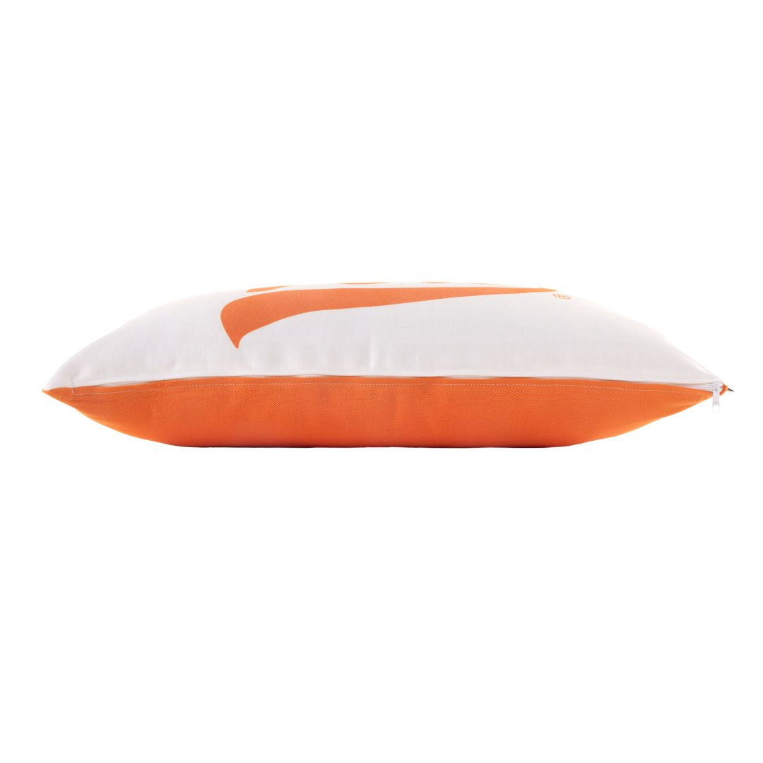 University of Tennessee VOLS Lumbar Pillow, side view zipper orange and white
