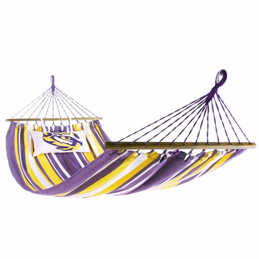LSU Tiger Eye Hammock with purple and gold stripes