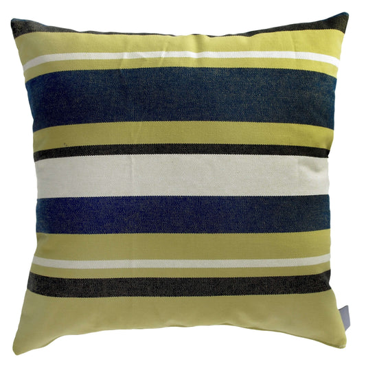 Gold, navy and white striped pillow cover