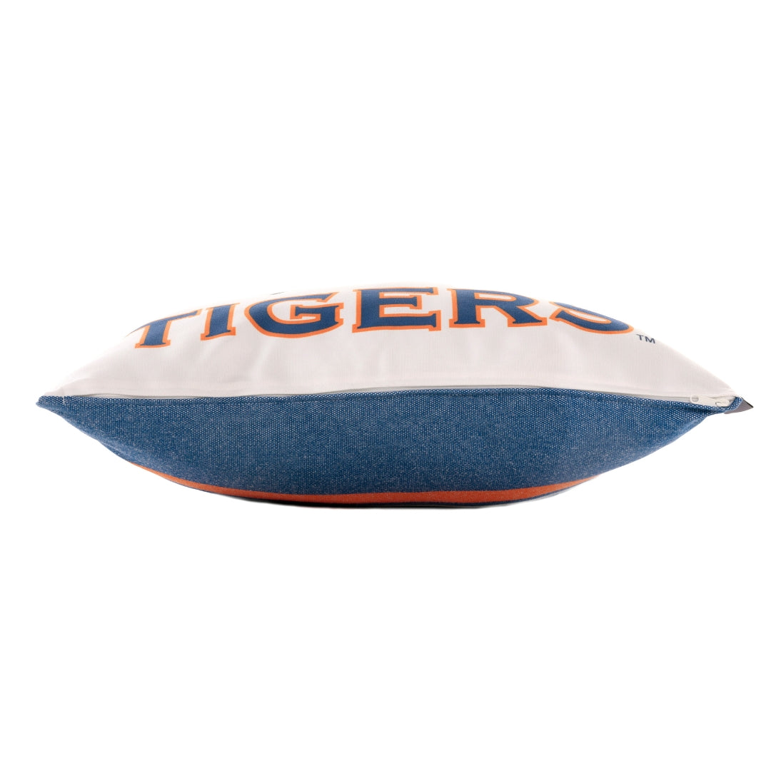 Decorative Auburn University pillow with 'TIGERS' text on a white background