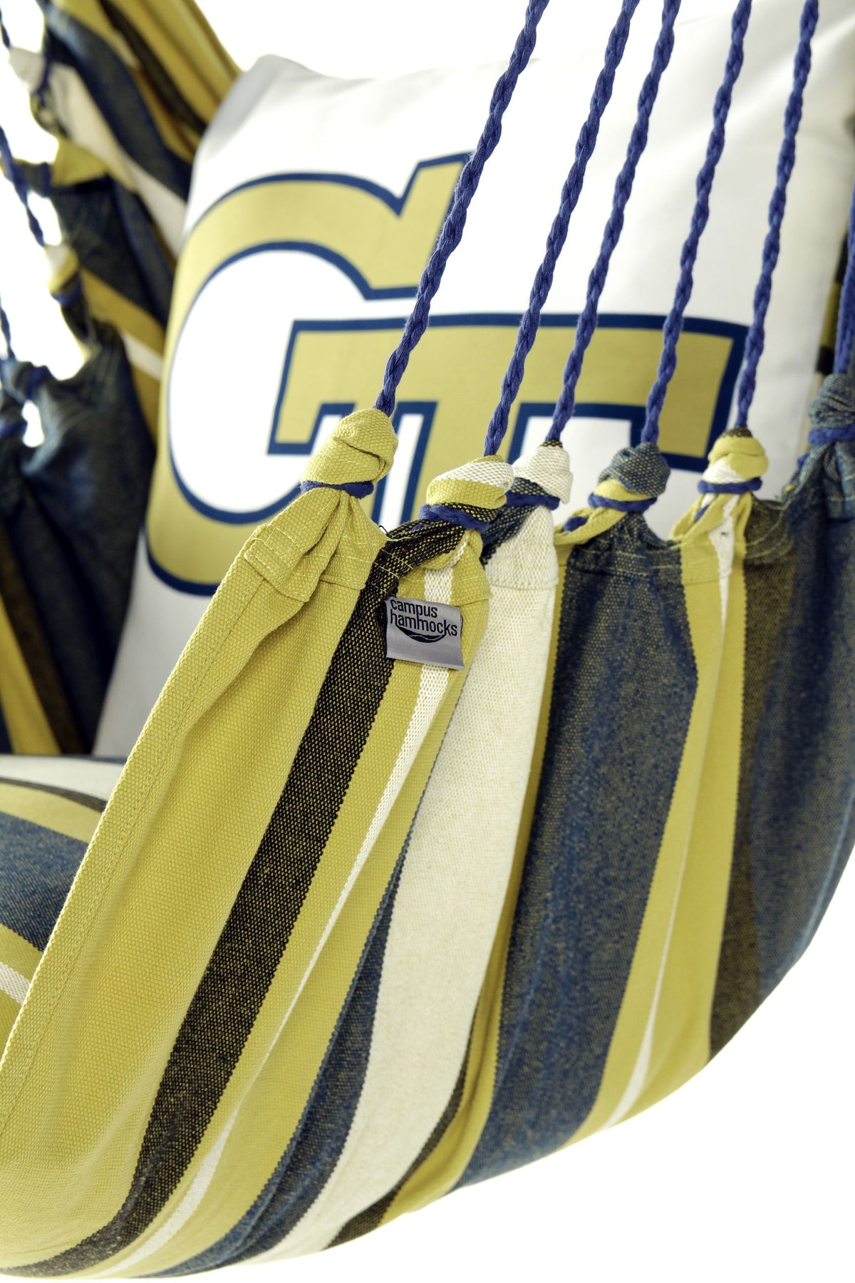 Georgia Tech GT logo hammock chair swing in gold and navy