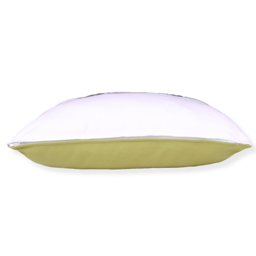  pillow with white top and gold bottom on a white background