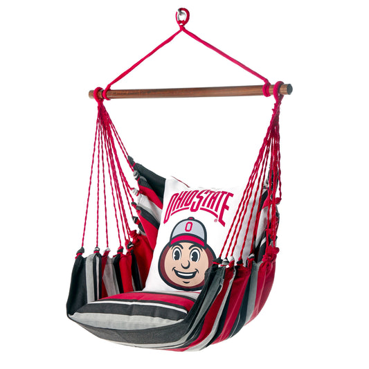 Ohio State Buckeyes Chair Swing with Mascot and pillows