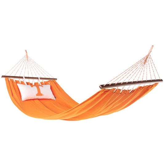 Tennessee Volunteers orange hammock with a white pillow on a white background