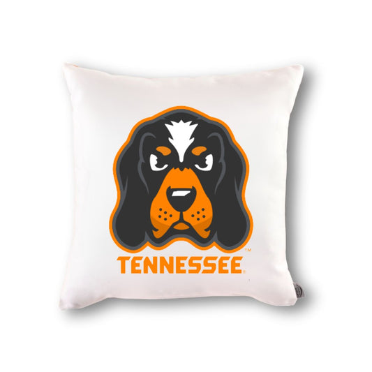 Pillow with a Smokey the University of Tennessee mascot and 'TENNESSEE' text on a white background