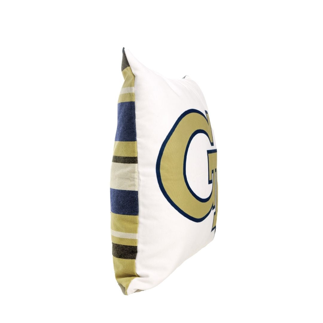 Side view of Georgia Tech GT logo throw pillow cover