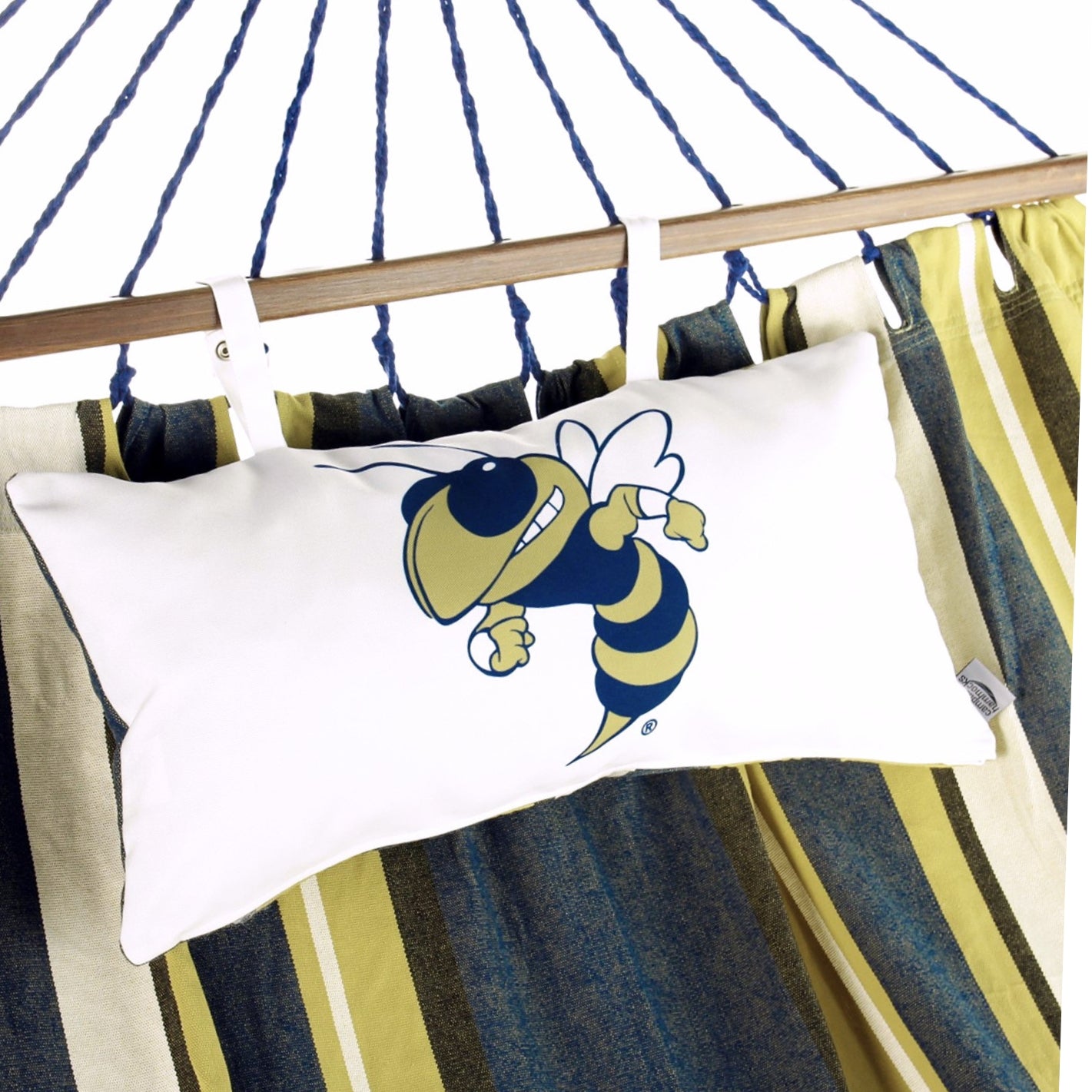 Georgia Tech Hammock With Pillow features Buzz the Yellowjacket 