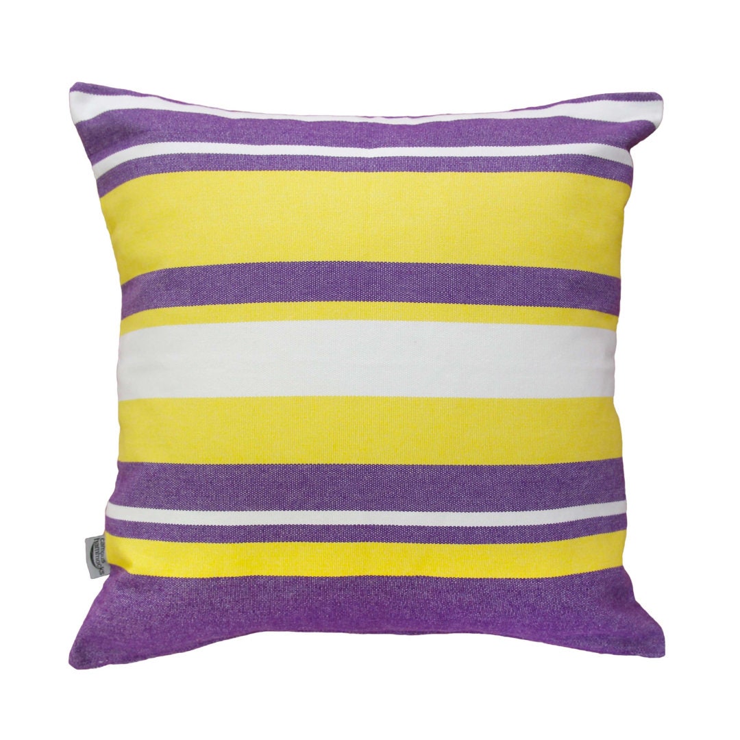 ECU pillow with purple and yellow stripes