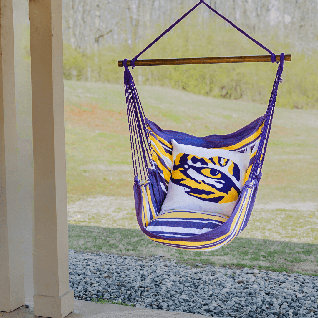 lsu tigers chair hammock outdoors on porch 