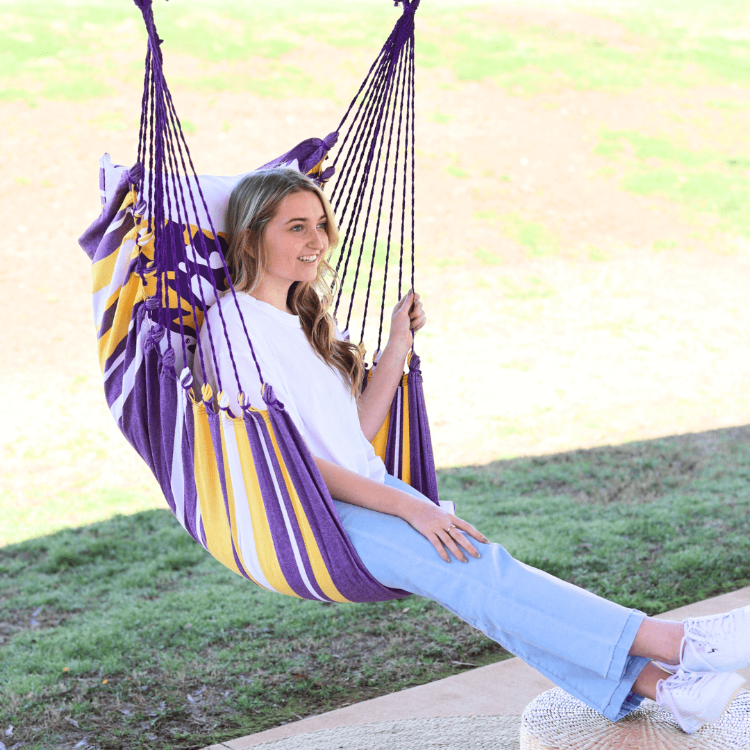 girl sitting on a LSU Tigers Chair